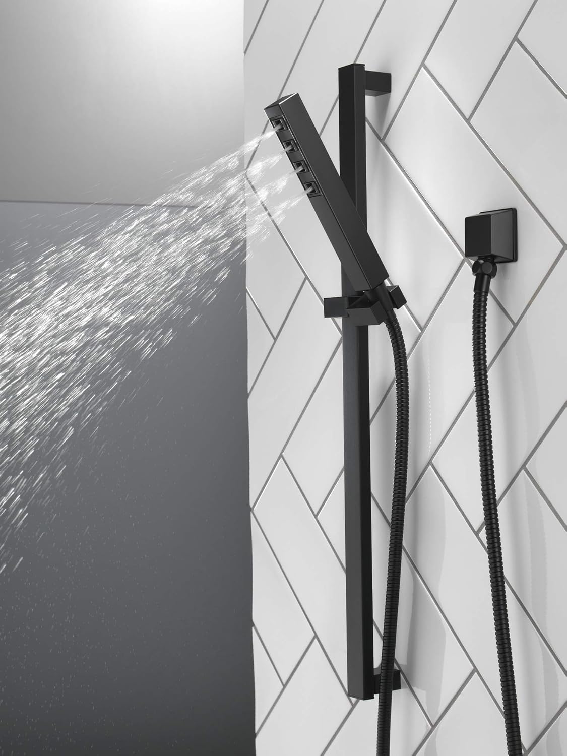 Delta Faucet Single-Spray H2Okinetic Slide Bar Hand Held Shower with Hose, Black Handheld Shower Head, Slide Bar Hand Shower, Handheld Shower, Detachable Shower Head, Matte Black 51567-BL - Image 2