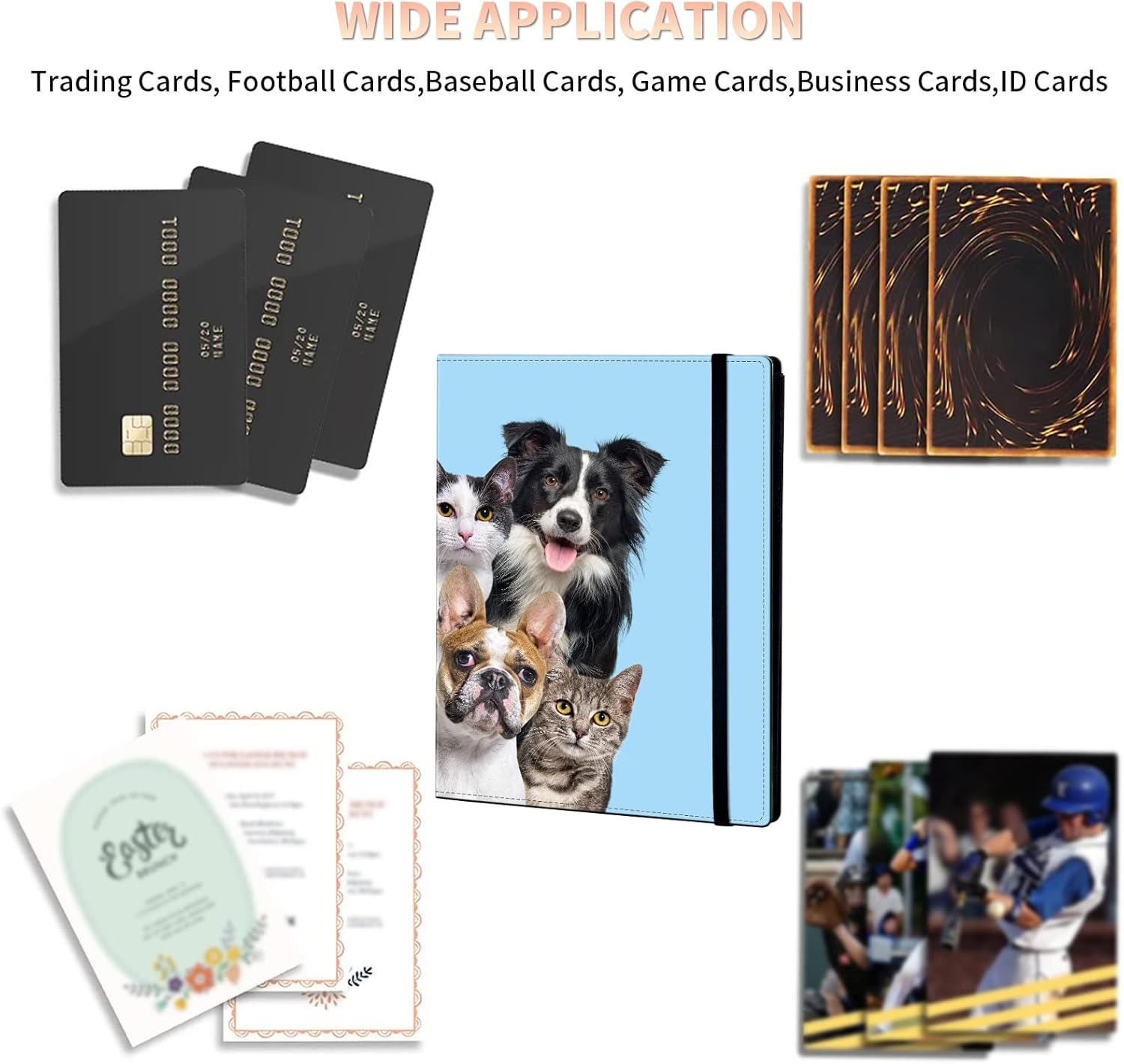 Custom 9 Pocket Card Binder, Personalized Design Trading Card Folders with Double Sided Pockets, 900 Card Collection Binder for Game Cards/Most Standard Size Cards/Sports Cards