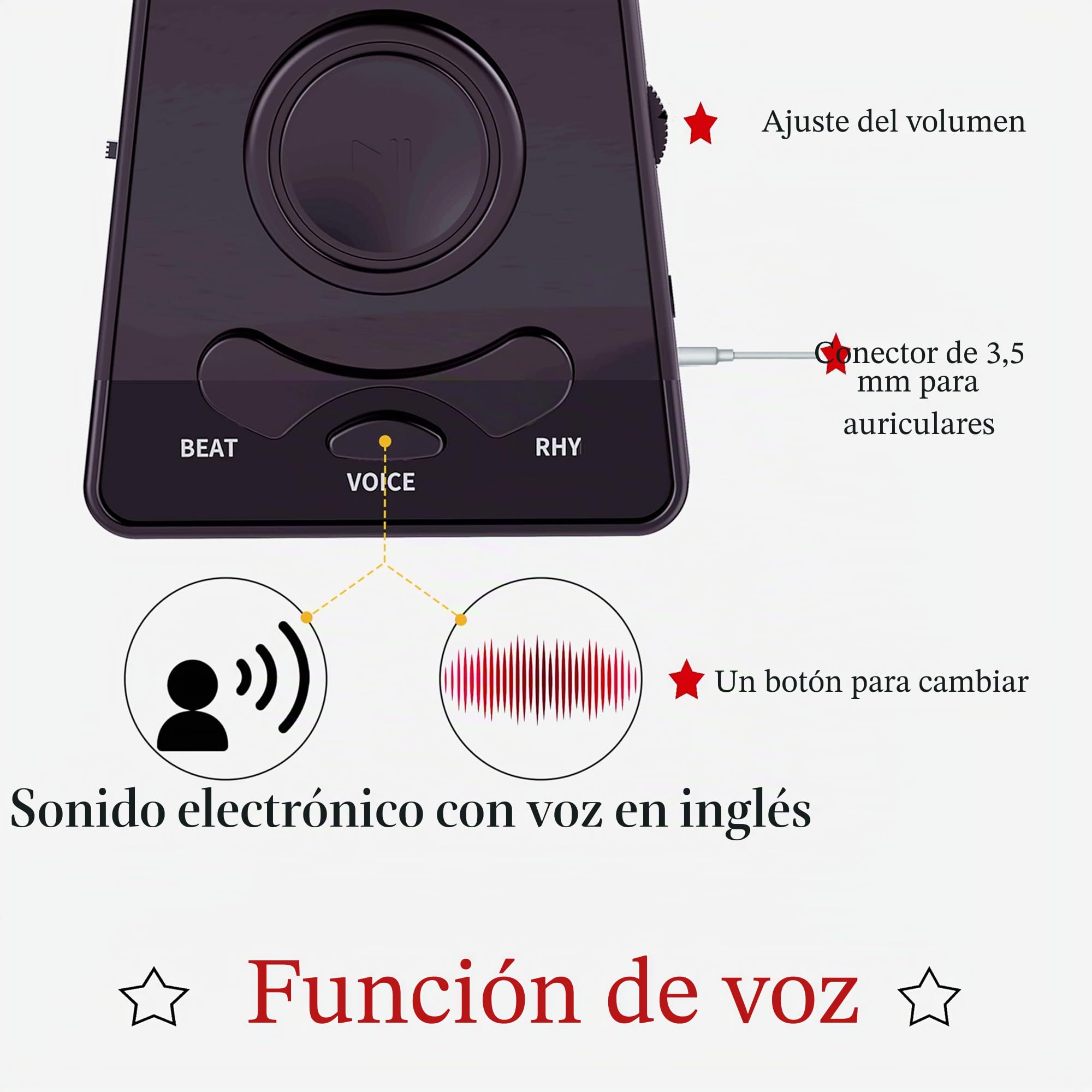 Digital Metrónomo, Ritmo Preciso, voz Humana, Pantalla de Alta Definición, Apto para Guitarra española, Piano, Violín, Saxofón, etc