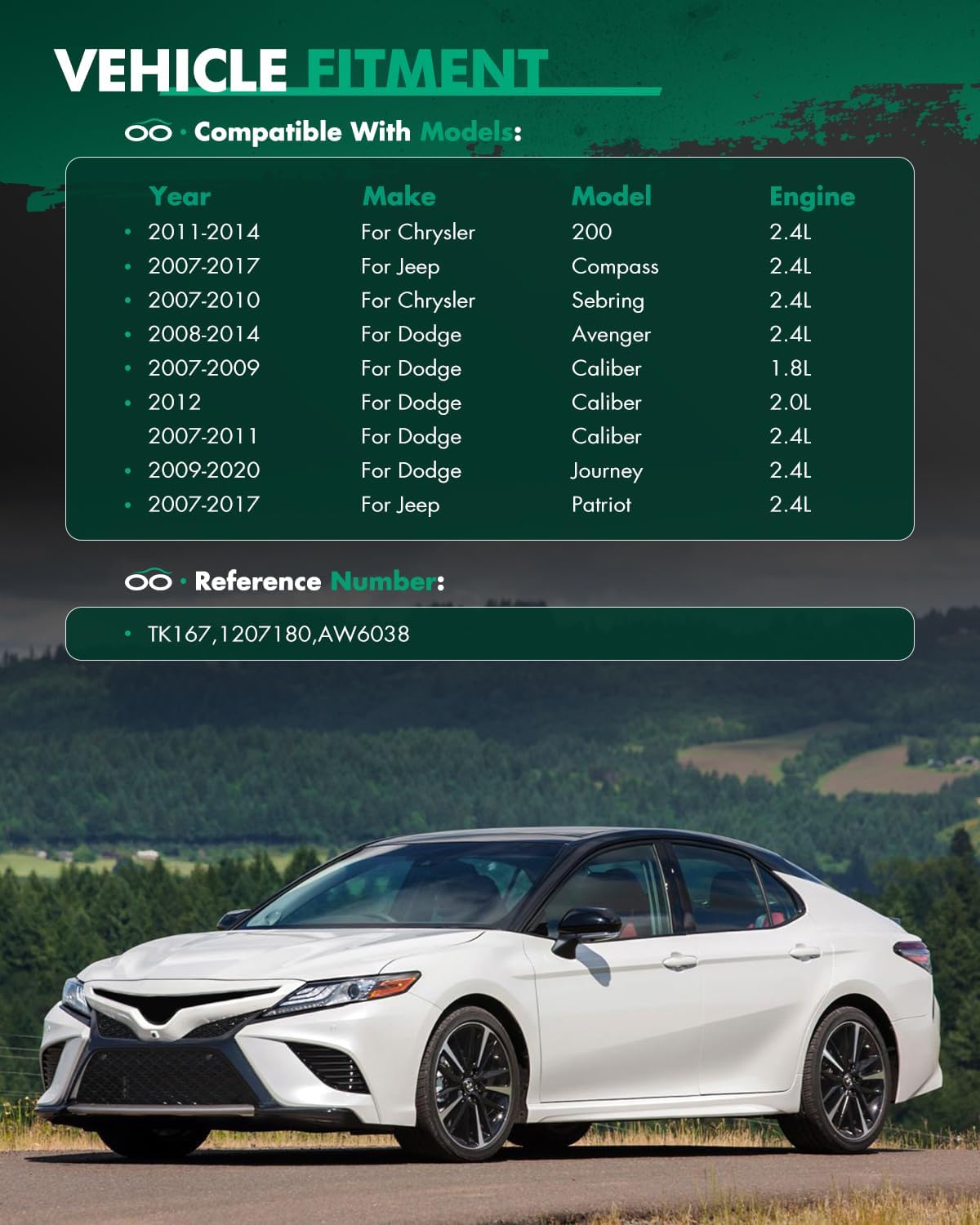 SCITOO TK167 AW6038 Engine Timing Chain Kit Sets Replaces for Chrysler 200 Sebring for Dodge Avenger Caliber Journey for Jeep Compass Patriot 1.8L 2.0L 2.4L 2007-2020