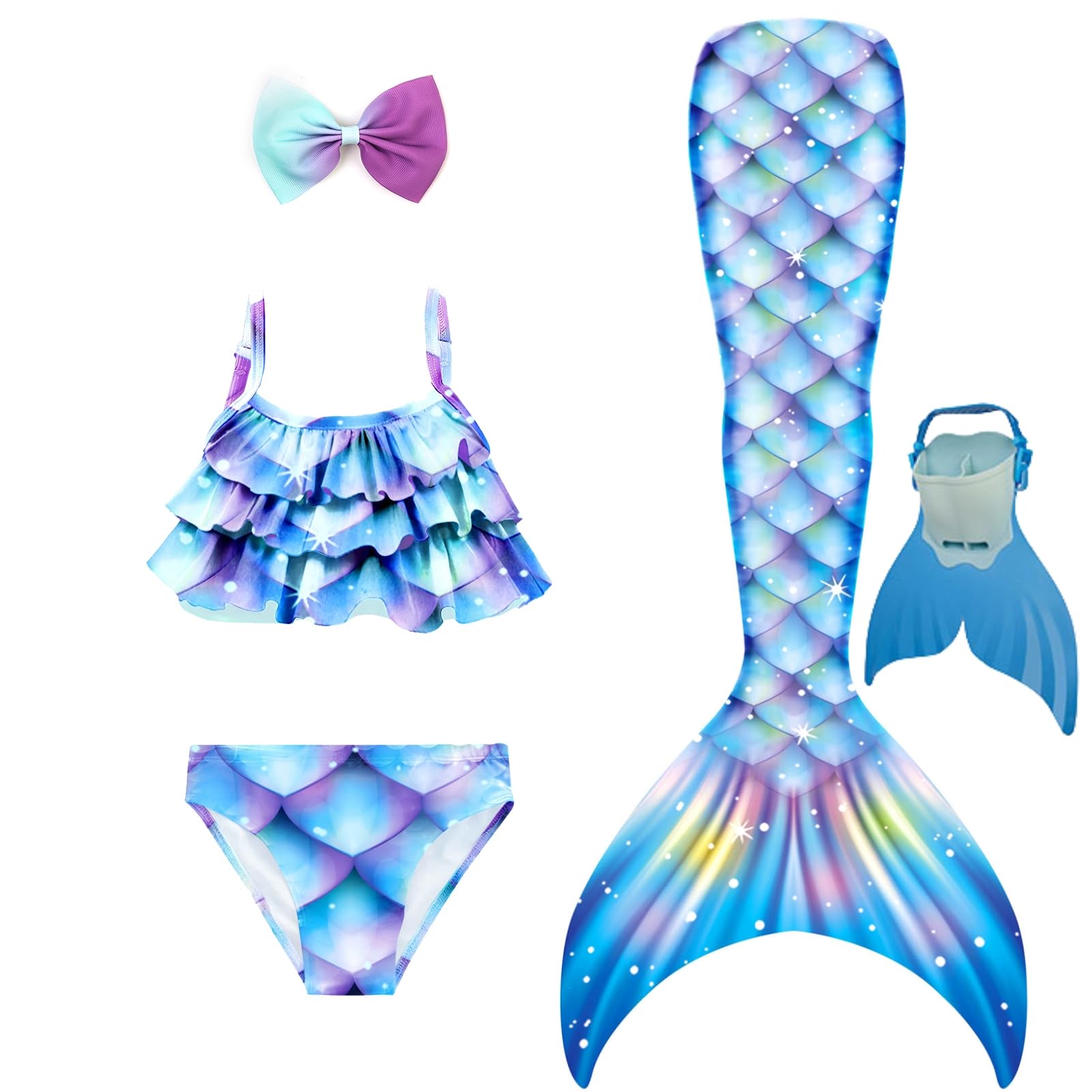 Danvren Mermaid Tail Swimsuit with Mono Fin (8-9 Years)