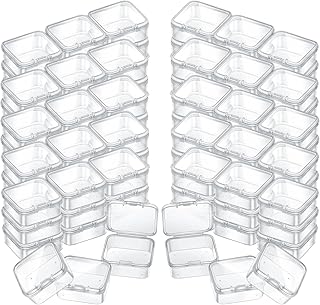 50 Pieces of Small Clear Plastic Beads Storage Containers Box with Hinged Lid, Mini Storage Boxes for Organizing Beads Earplugs Pins Small Items Crafts Jewelry (2.56in x 2.56in x 1.42in)
