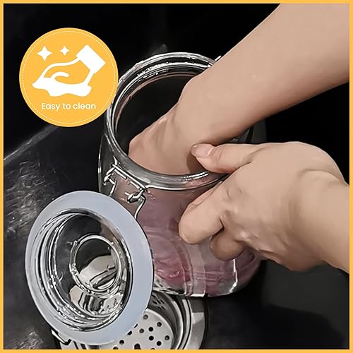 Miniatura 5 de Tarros de vidrio con tapa hermética, tarros grandes de almacenamiento de alimentos de vidrio, paquete de 3 tarros de vidrio herméticos de boca ancha