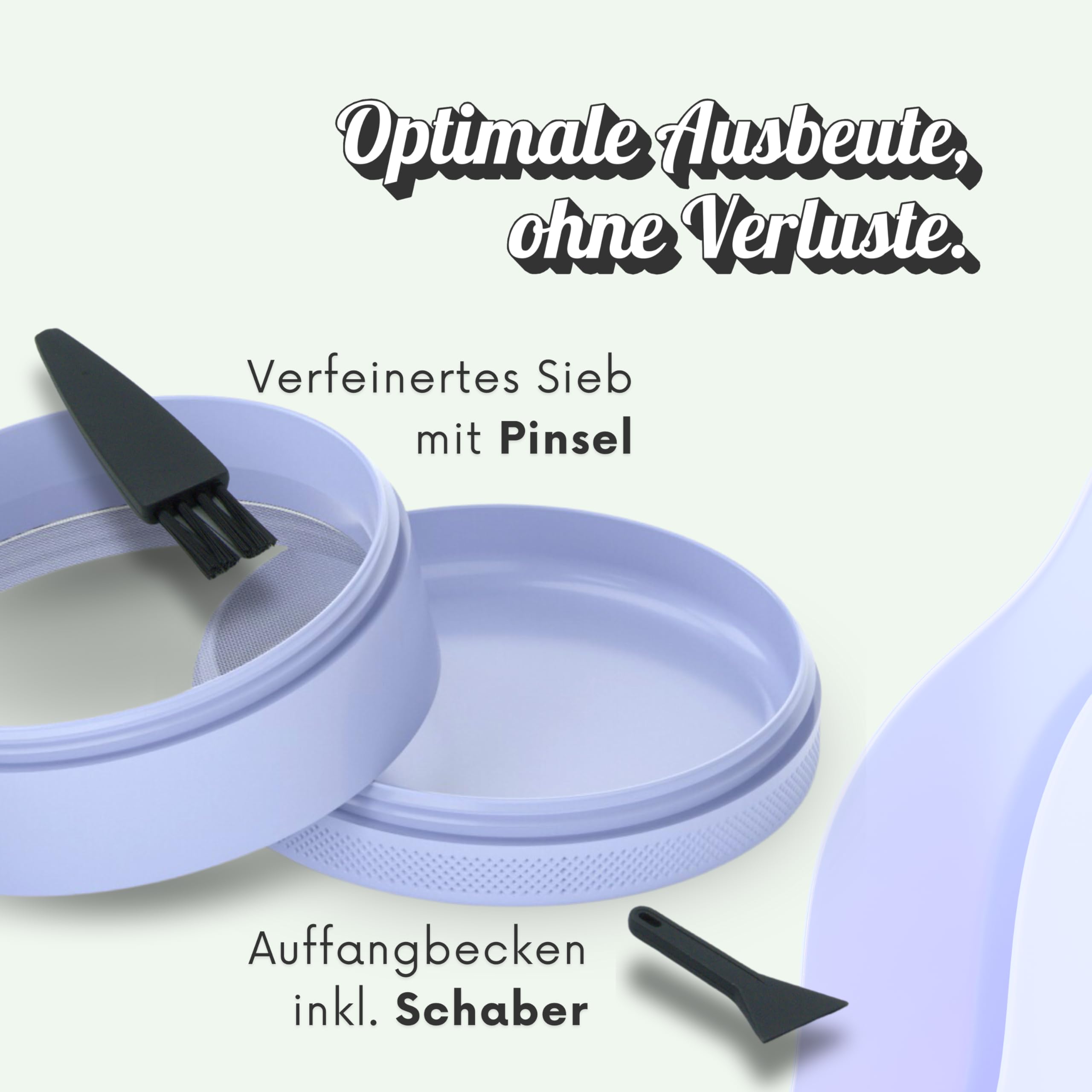 Green Genie - Premium Keramik Grinder - Lila - ⌀63mm groß - Keramik beschichtet - inkl. Glasmundstück, Pinsel. Pollenschaber und hochwertiger Tragetasche