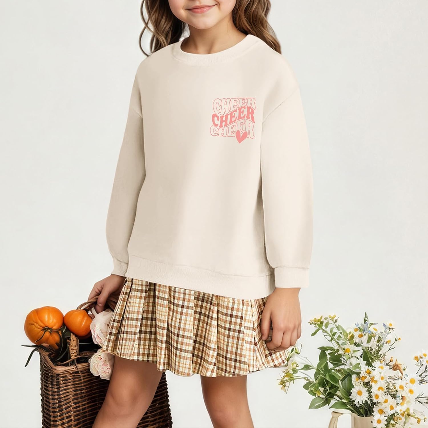 Cheer Sweatshirts for Girls Cheerleader Graphic Sweatshirt Teen Girl Preppy Funny Letter Print Shirt Pullover Tops