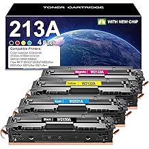 T2TONER 213A Toner Cartridge 4 Pack with Chip Compatible for 213A 213X W2130X W2130A Replacement for Color LJ Enterprise 5700dn MFP 5800dn 6701 6700 6800 6801 dn Flow MFP 5800 6800 Series Printer