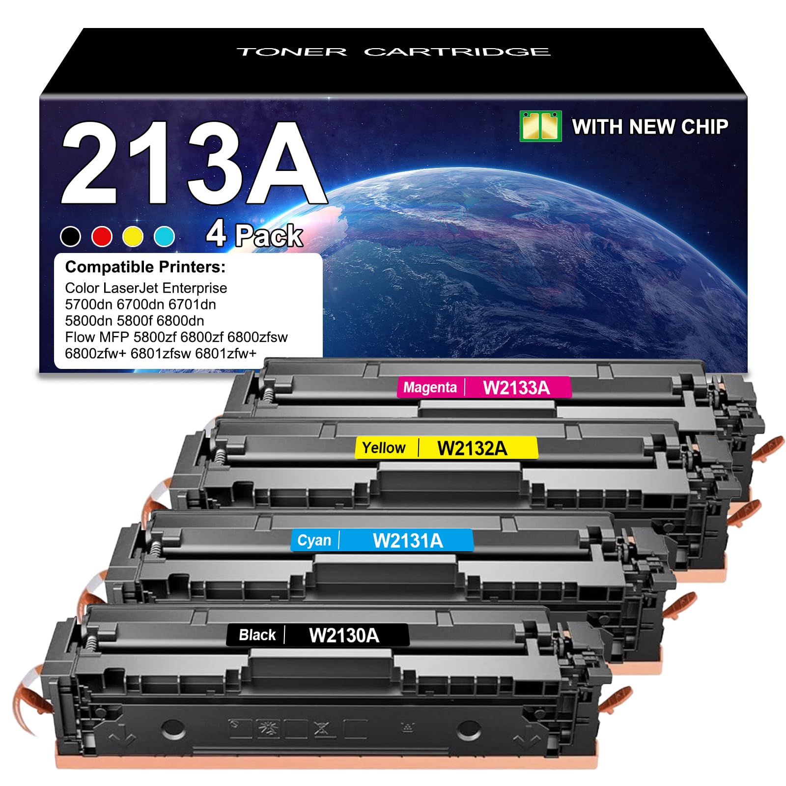 213A Toner Cartridge 4 Pack Compatible for 213A 213X W2130X W2130A