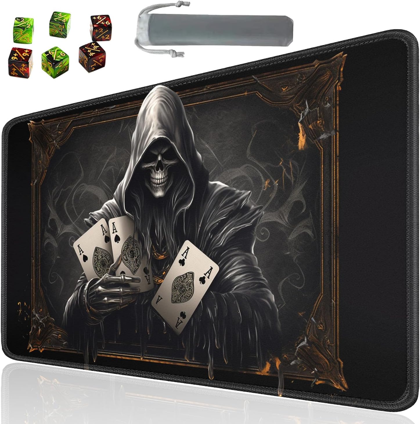 Board Game for TCG Playmat Table Mats Games Size 60X35 cm Mousepad Compatible for MTG RPG CCG Trading Card Game Play mats with 6 Dice (Playmat 171)