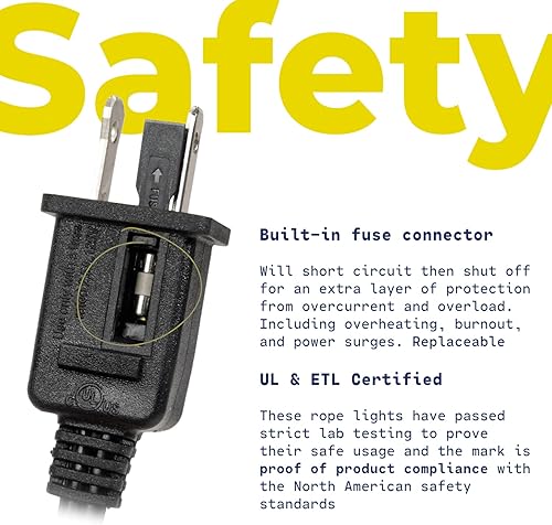 Miniatura 6 de WYZworks - Tira de luces prearmadas. De 12 pulgadade grosor (para elegir entre 10, 25, 50, 100, 150 pies de longitud). Luces de decoración