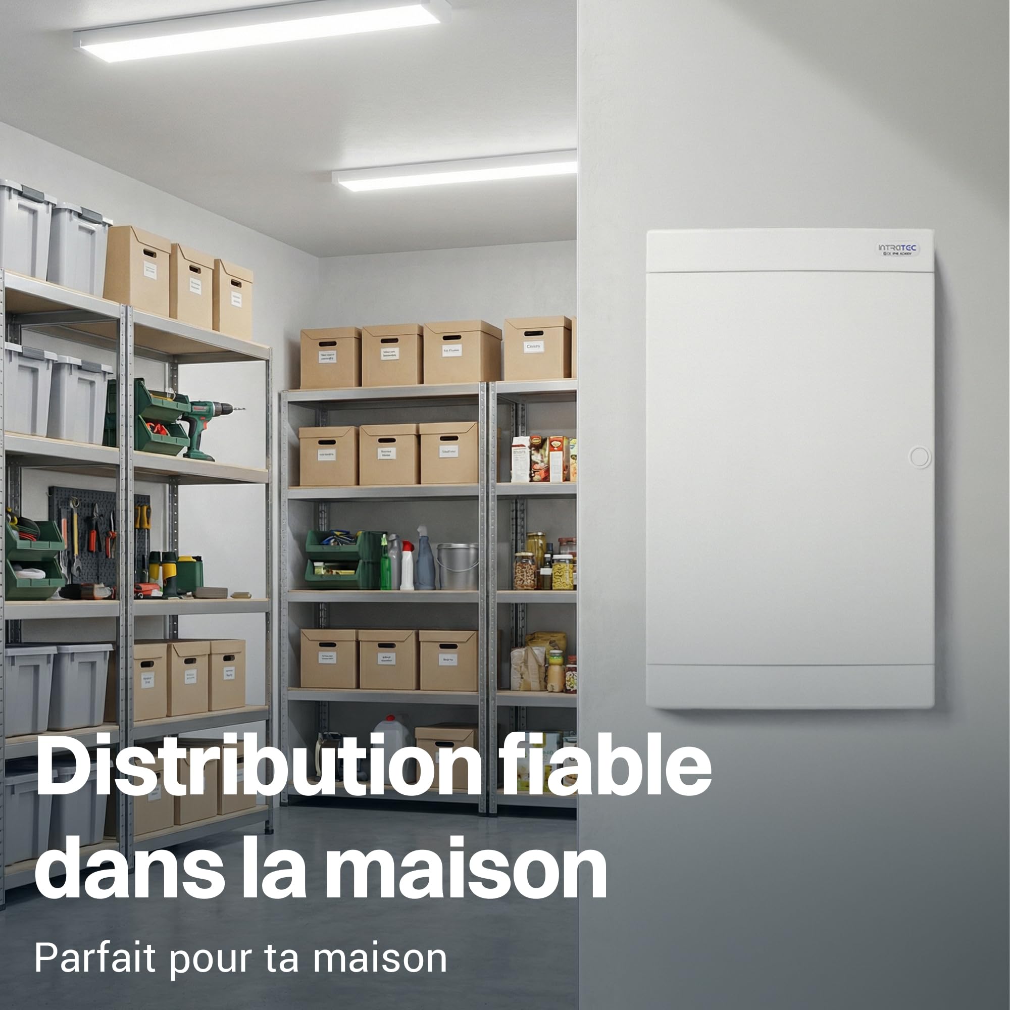 Intratec Coffret de Distribution Encastré 3 Rangée – Coffret IP40 pour 36 Modules avec Porte Blanc et Rail pour Installation Électrique Facile à Domicile & en Entreprise– 482 x 283 x 106mm