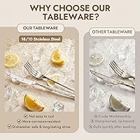 Vista 6 de KINGSTONE Juego de cubiertos de 10 piezas de acero inoxidable 18/10 con mango hexagonal, para hotel, hogar, fiesta, regalo de boda, pulido de espejo