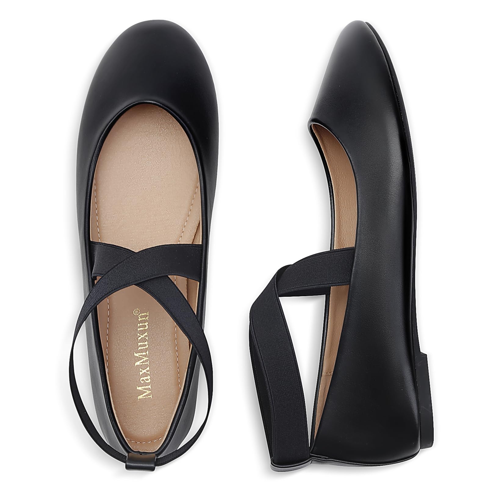 MaxMuxun Ballerine classiche da donna eleganti scarpe basse da donna con cinturino incrociato elastico confortevole ballerina scarpe da donna piatte