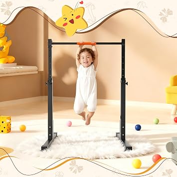 Safly Fun Gymnastics Bar for Kids 3-7 Years Old | Sturdy Steel Home Gym, Adjustable Height with Anti-Slip Base, Easy Assembly