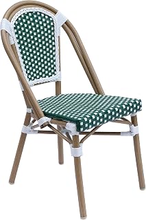 Oviala Silla de terraza de aluminio y polirratán verde oscuro