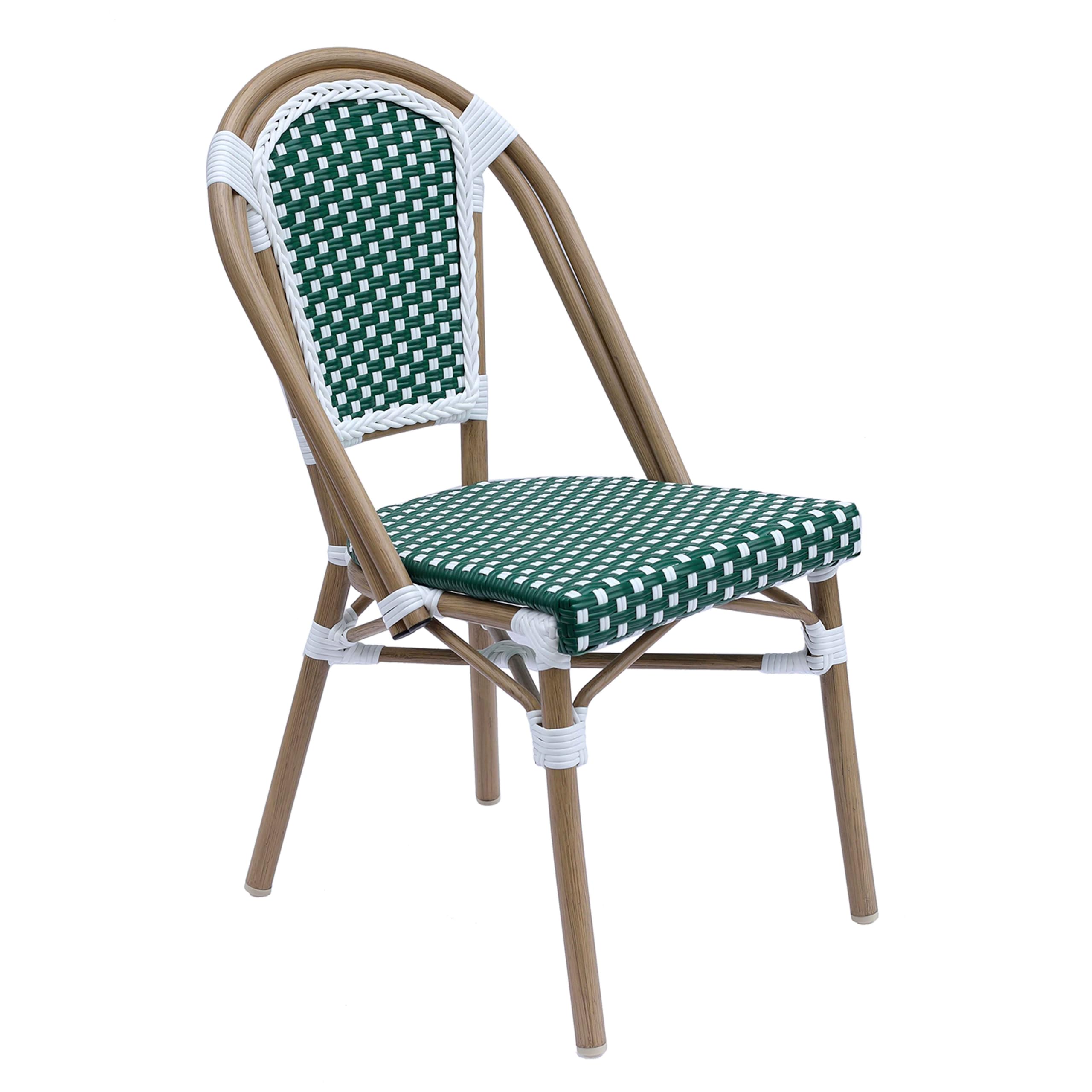 Oviala Chaise de terrasse bistrot Parisien en Aluminium et rotin Vert foncé