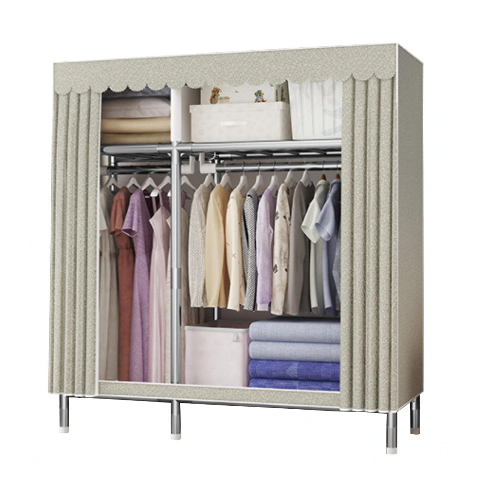 Armoire en tissu avec rail de suspension robuste pour dressing de chambre ordonné