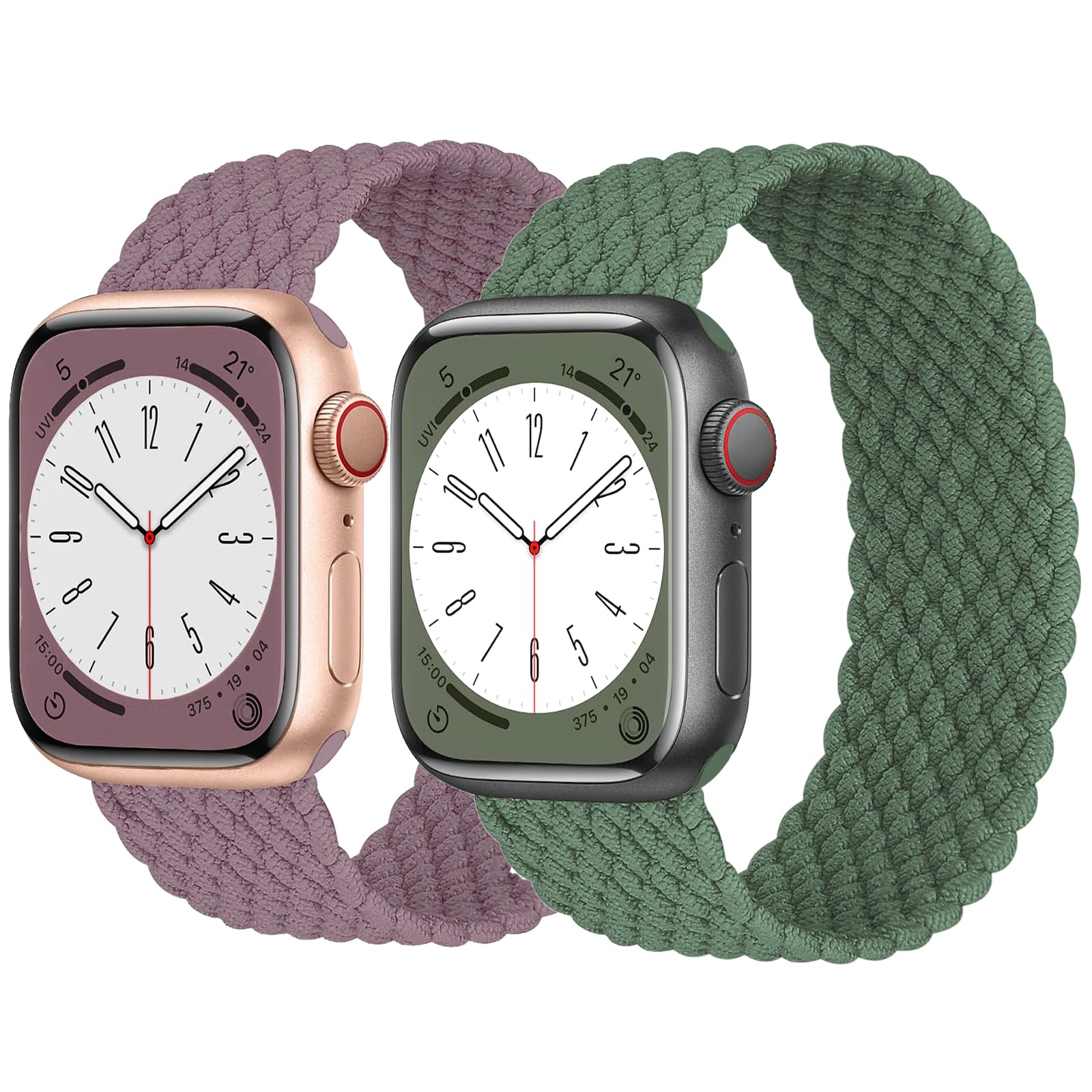 Photo 1 of 2 Pack Braided Solo Loop For Apple Watch Band 40mm 41mm 42mm 44mm 45mm 46mm 38mm 49mm Ultra 3 2 Women men,Stretchy Woven Nylon Elastic Strap Wristbands For iWatch Series 11/10/9/8/7/6/5/4/3/SE 2/SE 3