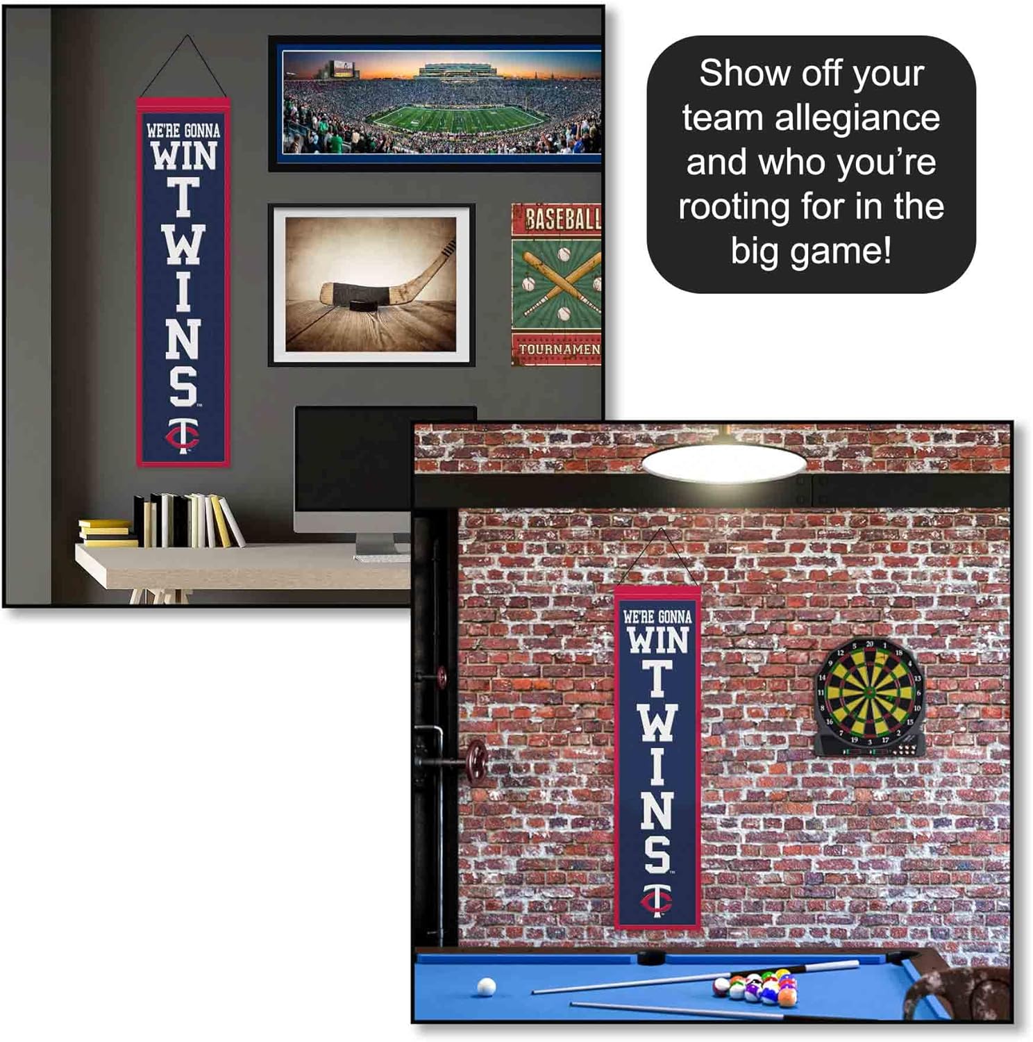 WinCraft Minnesota Twins Slogan 8x32 Inch Vertical Wool Embroidered Hanging Banner