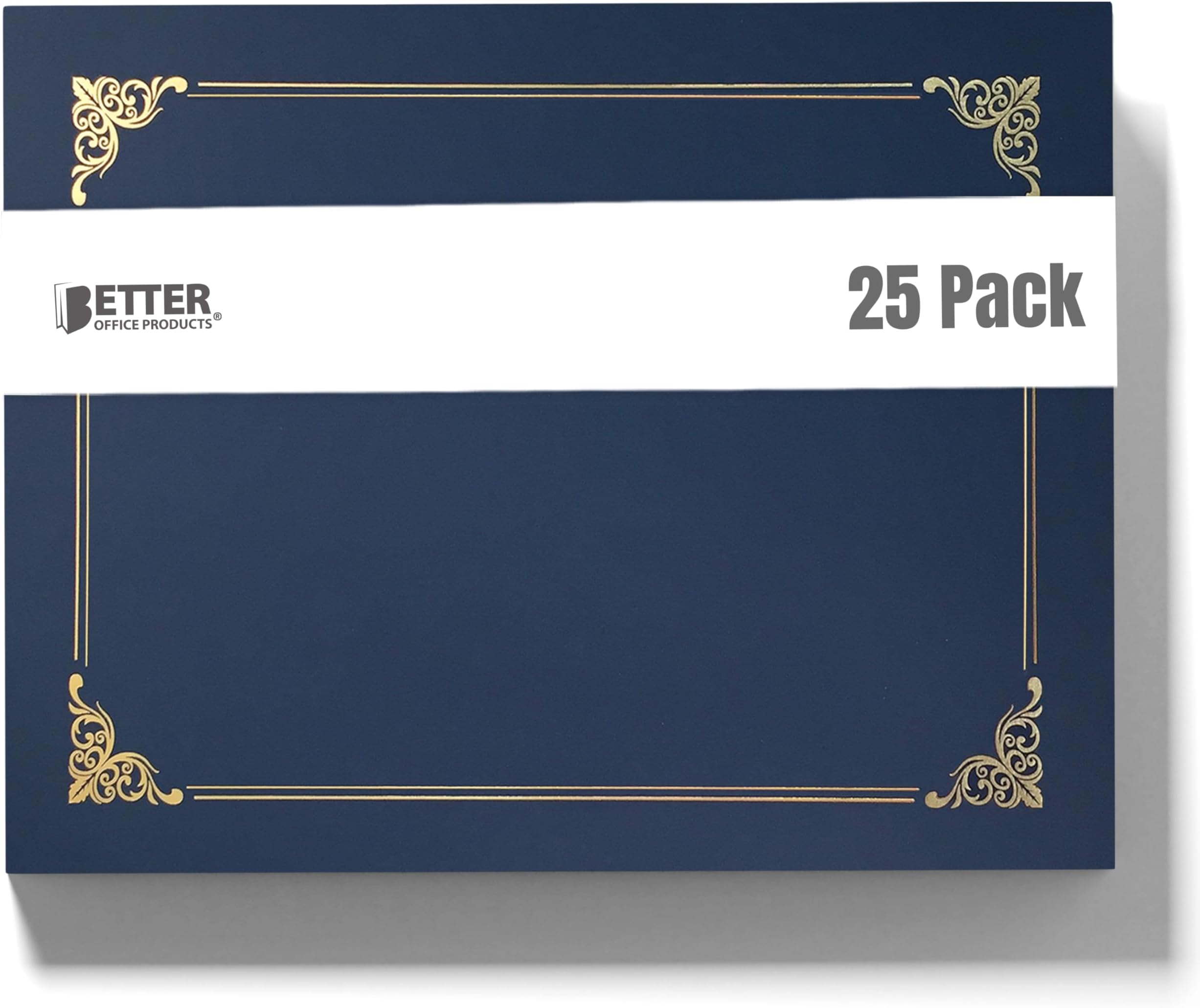 25 Pack Navy Blue Certificate Holders, Diploma Holders, Document Covers with Gold Foil Border, for Letter Size Paper, 25 Count, Blue