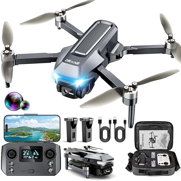 GPS Drones with Camera for Adults 4K, FPV Drone Under 249g with Brushless Motor, GPS Auto Return, Follow Me, Circle Fly, Waypoint Flight, Foldable Drone with Gesture Control, 46Mins with 2 Batteries