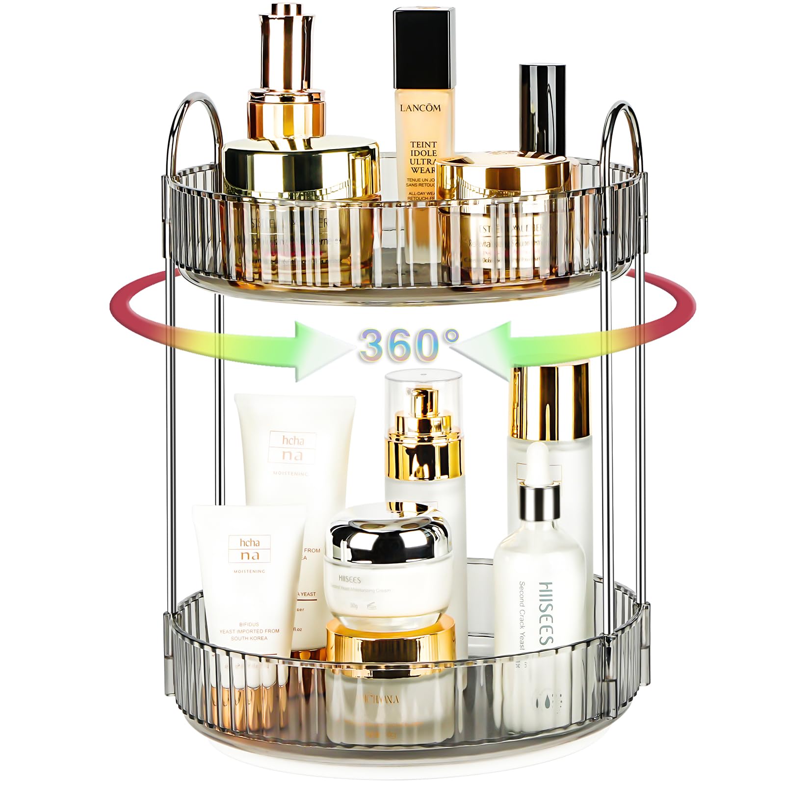 360 Rotating Makeup Organizer 2 Tier Lazy Susan Bathroom Counter Organizer Skincare Organizers Spinning Perfume Organizer Vanity Organizer