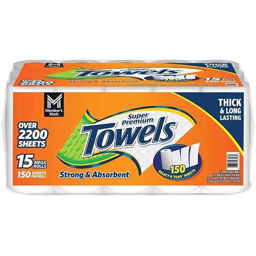 2 Pack Super Premium Paper Towels (15 rolls, 150 sheets per roll)
