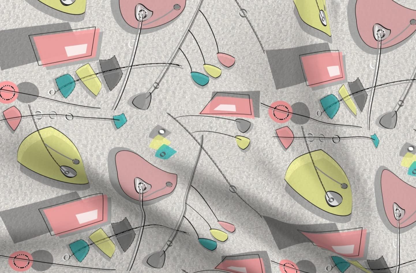 Spoonflower Fabric - Mid Century Modern Pastel Colors Atomic Era Inspired Retro Vintage Printed on Upholstery Velvet Fabric Fat Quarter - Upholstery Home Decor Bottomweight Apparel