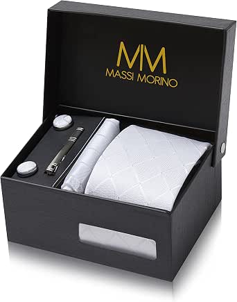 2-Piece Men's Tie Chain Set - Gift Boxed Silver & Gold Tone Tie Clips