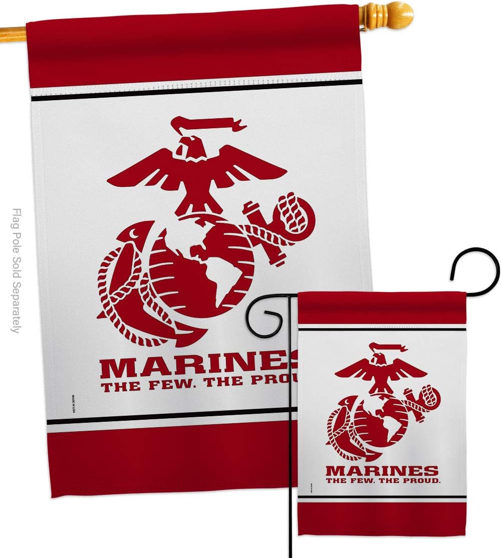US Marine Corps Garden Flag - 2pcs Pack Armed Forces USMC Semper Fi United State American Military Veteran Retire Official - House Banner Small Yard Gift Double-Sided Made In USA 13 X 18.5