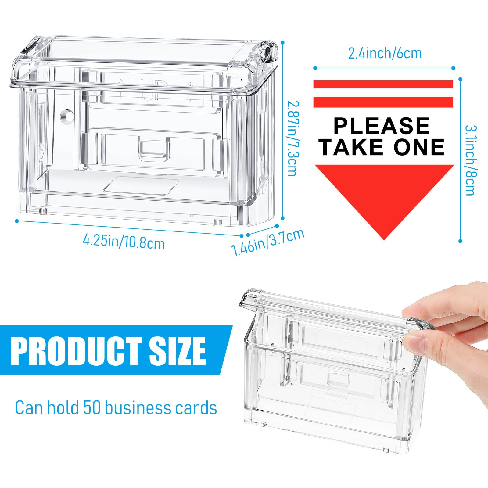 Tarjetero acrílico para tarjetas de visita al aire libre, soporte de pared, puerta transparente, soporte para tarjetas de visita para coche con calcomanía Take One para oficina, tienda, camión, pared,