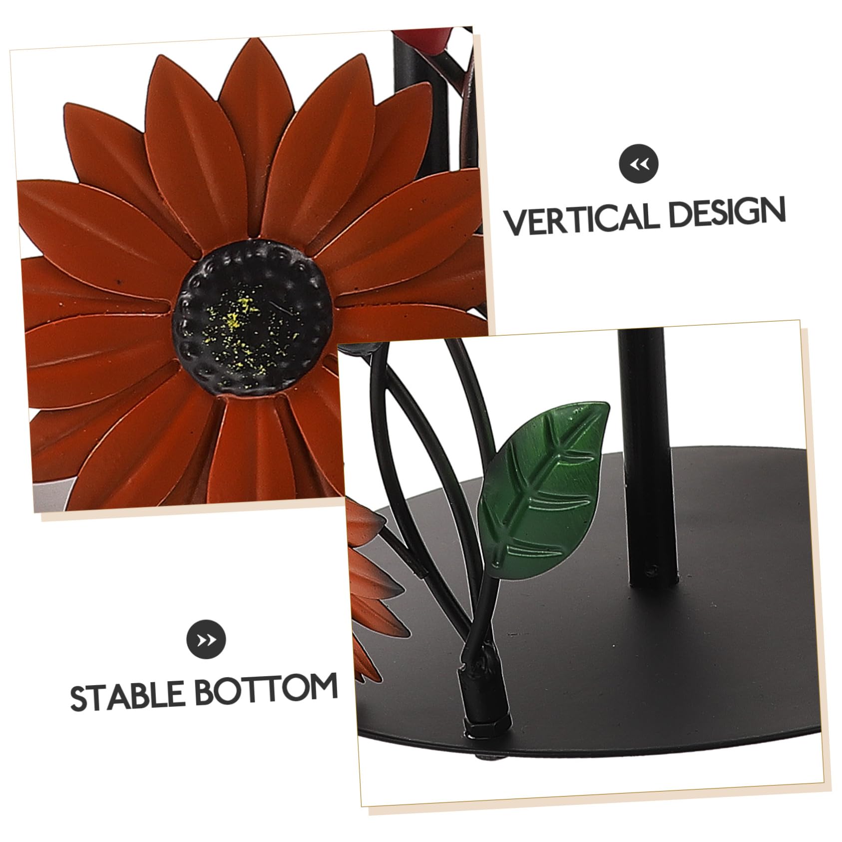 Tofficu Portarotolo da Cucina in Ferro a Girasole, Supporto in Piedi Decorativo per Rotolo di Carta, Stabile e Facile da Usare per Cucina e Tavolo