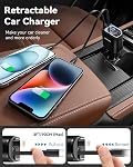 RULUS Upgrade 4 in 1 Retractable Charger for Car, PD 65W Fast Car Phone Charger with 2 Charging Cables and 2 USB Ports, 12-24V Voltage Display for iPhone 16/15/14/13/12 Pro Max XR/iPad