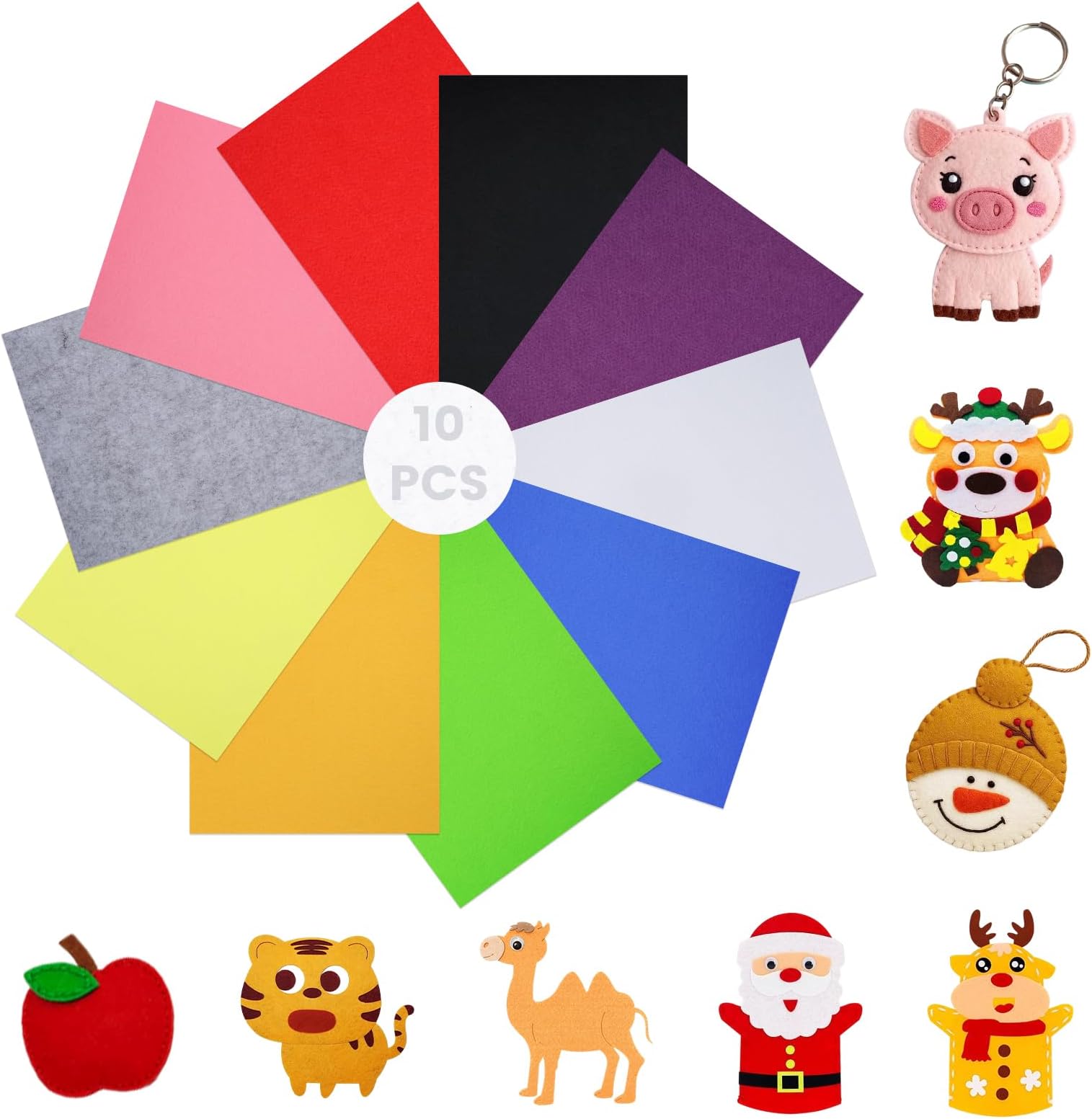 JOYSKY 10pcs A4 Felt Fabric 1mm Coloured Felt Sheet