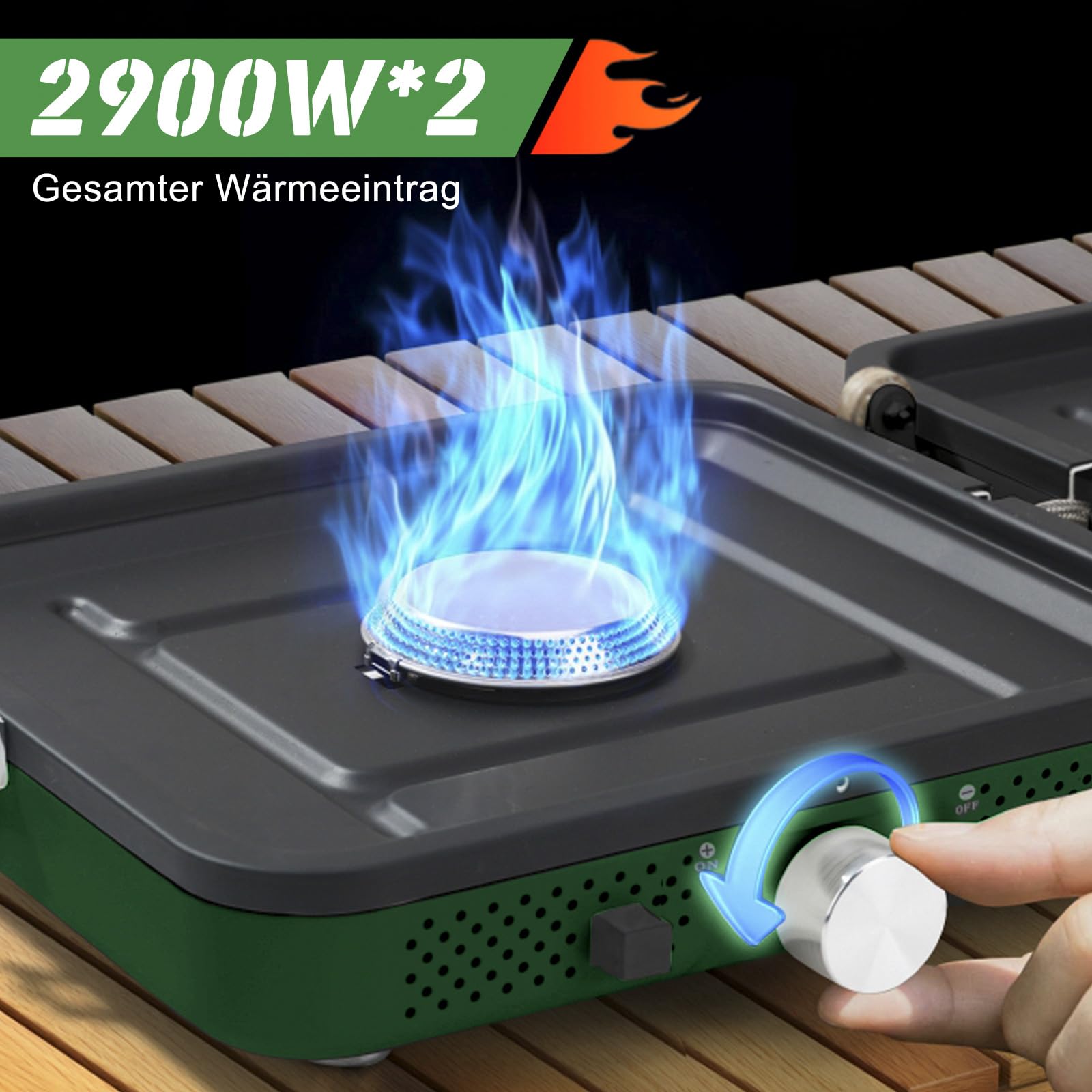 Camplux - gaskooktoestel - voor camping en outdoor - 2 branders en 1 grill - 20.400 BTU