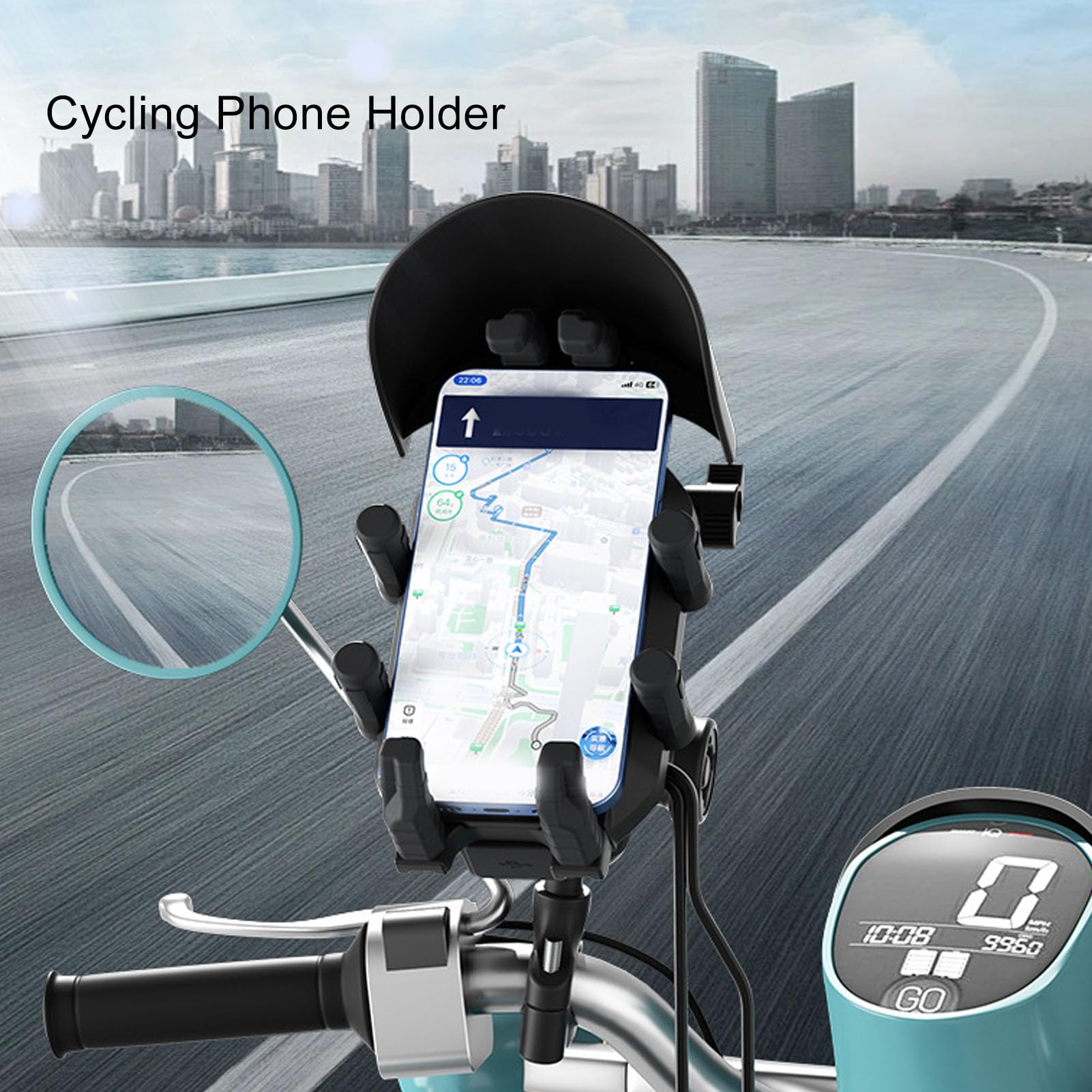 Asixxsix Soporte Antirrobo para Teléfono de Motocicleta con Amortiguador de Vibraciones, 15 W Inalámbrico PD USB de Carga Rápida Antivibración Manillar Soporte para Teléfono Móvil con