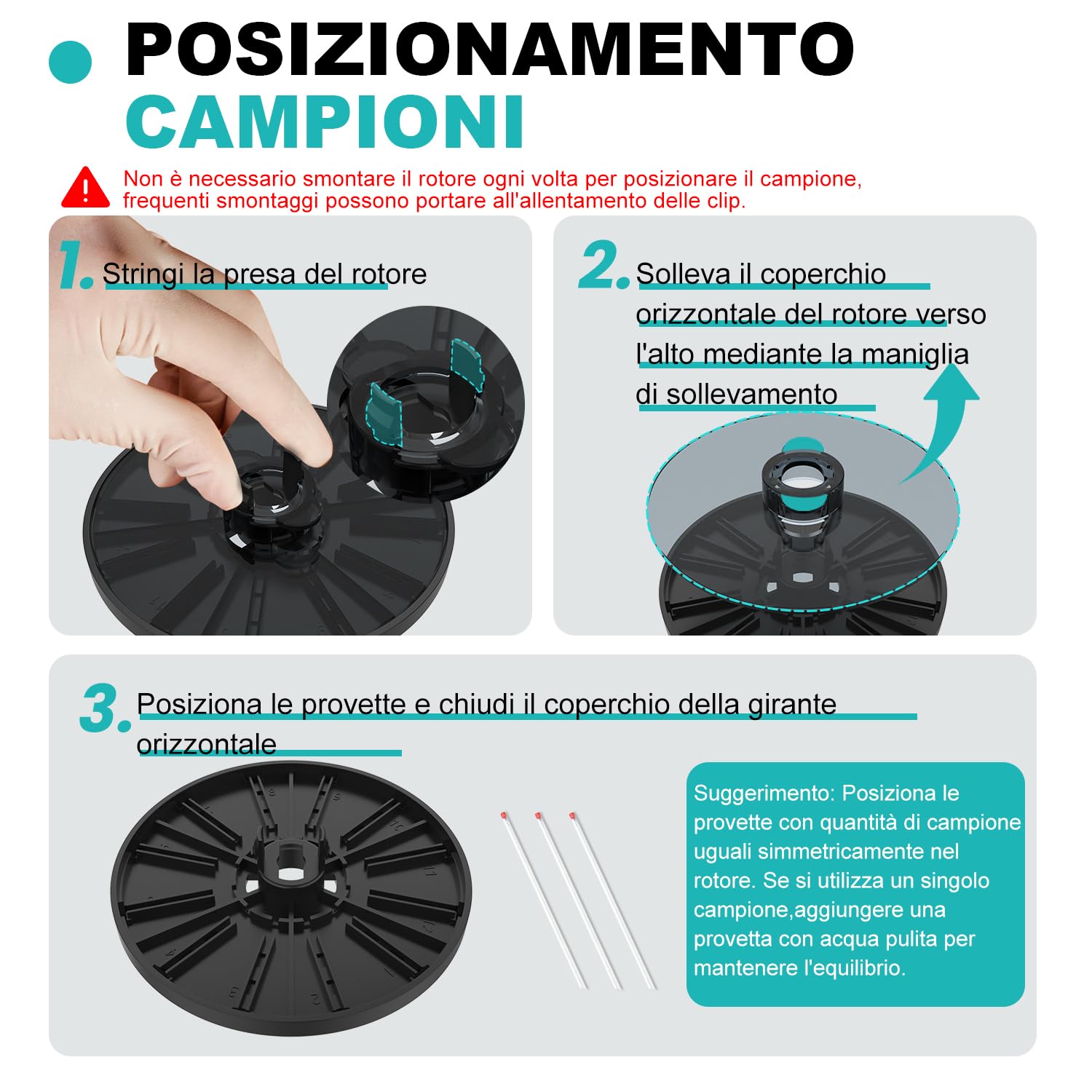 JOANLAB Microcentrifuga ad Alta Velocità 10000 RPM, Display LCD - con Rotore Micro (40mm, Φ1.5mm) e Rotore per Tubi 0,2/0,5/1,5/2ml, per Laboratorio