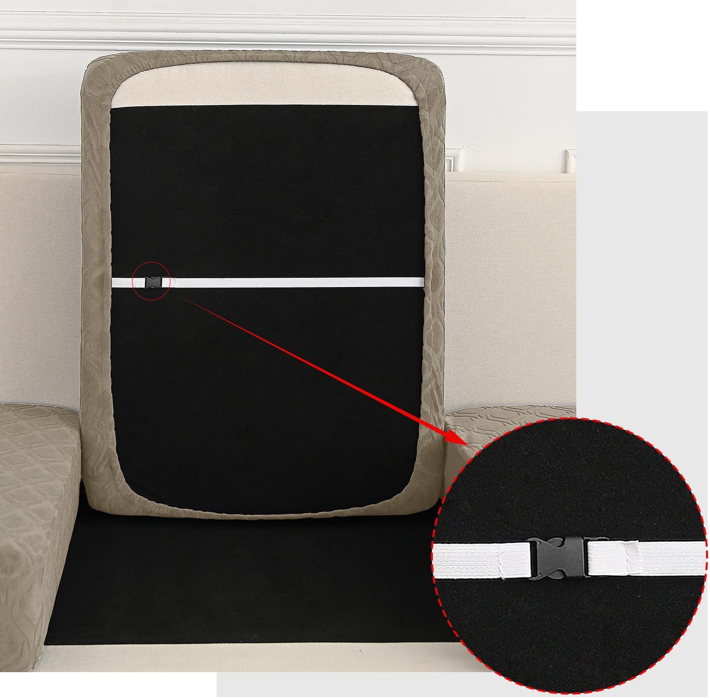 Waterproof 3 Pieces Couch Cushion Covers for Sectional Sofa, L Shape Chaise Lounge Sofa Cushion Covers Couch Seat Covers Washable (2PC + 1 Chaise, Taupe)