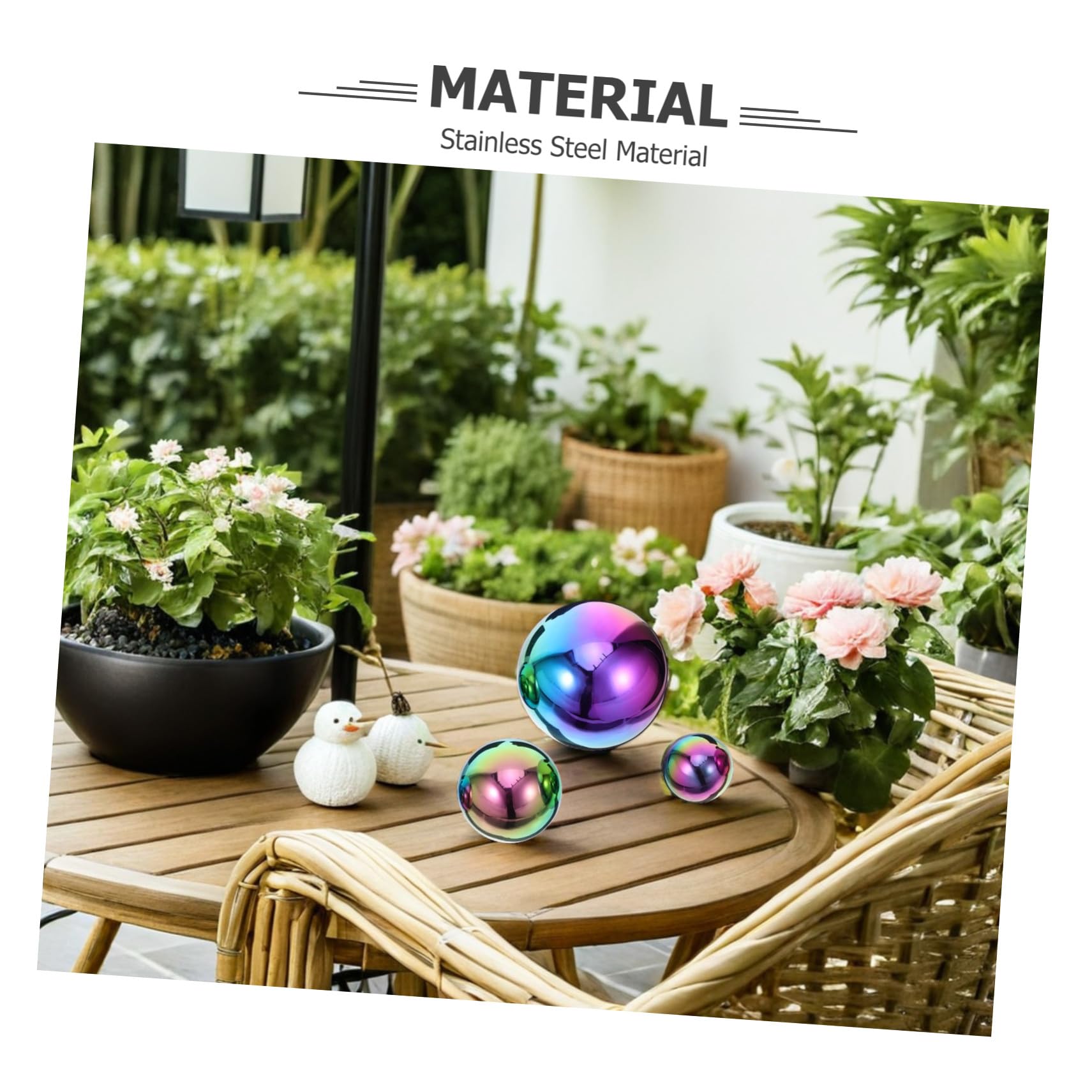 6 Pezzi Sfere da Giardino in Acciaio Inossidabile Palline Riflettenti Dorate Specchio Sfera Vuota Leggera per Decorazione Esterni Ornamento Riflettente per Giardino e Cortile