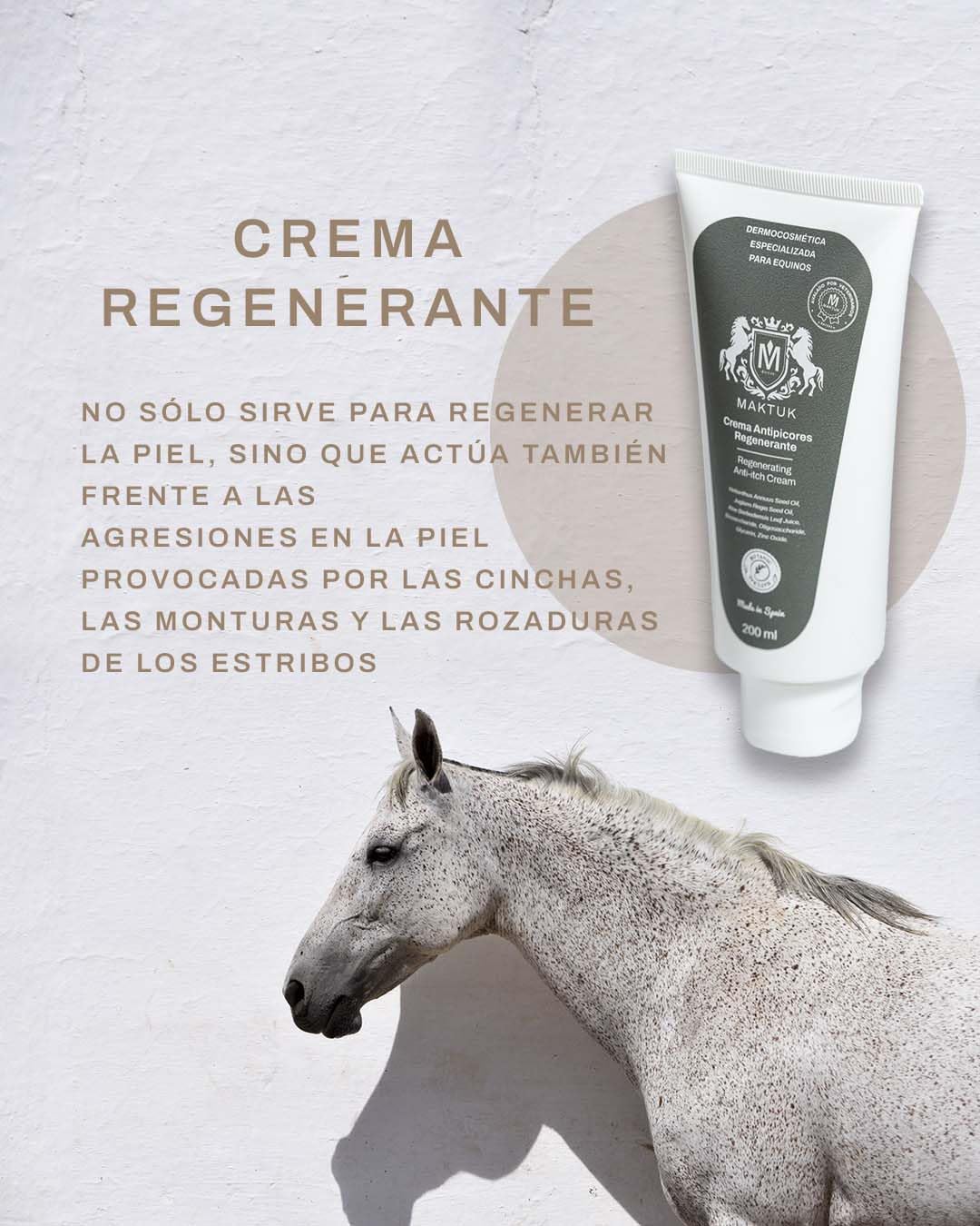 Crema Regenerante Antipicor para Caballos, Perros y Gatos MAKTUK Botanic Horses I 200 ml I. Ayuda a recuperar la Piel de tu Mascota y favorece el Crecimiento del Pelo
