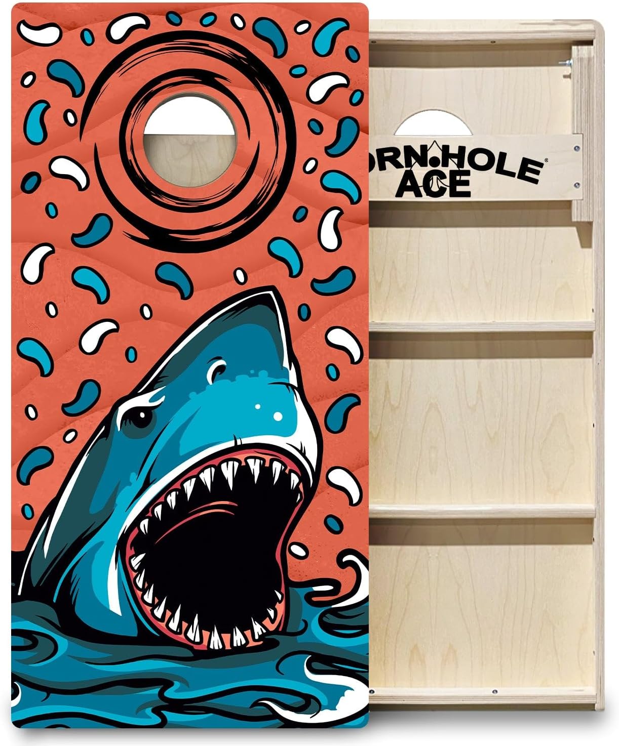 CornholeAce ACE PRO Beach Themed Professional Cornhole Boards - No Bounce! Triple Wide Legs, 3/4" Baltic Birch Plywood, Handles, Regulation Size (4x2ft), Tournament Style, Made in USA