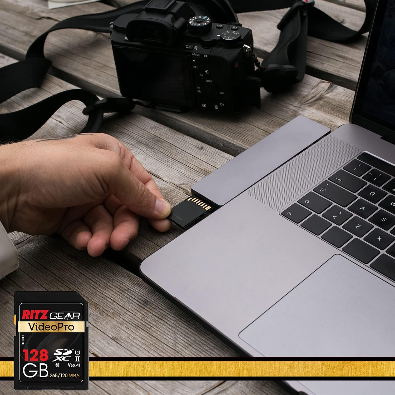 Ritz Gear 128GB High-Speed SDXC UHS-II SD Card, C10, U3, V60, Full-HD & 8K Memory Card for DSLR, Cinema-Quality Video Cameras