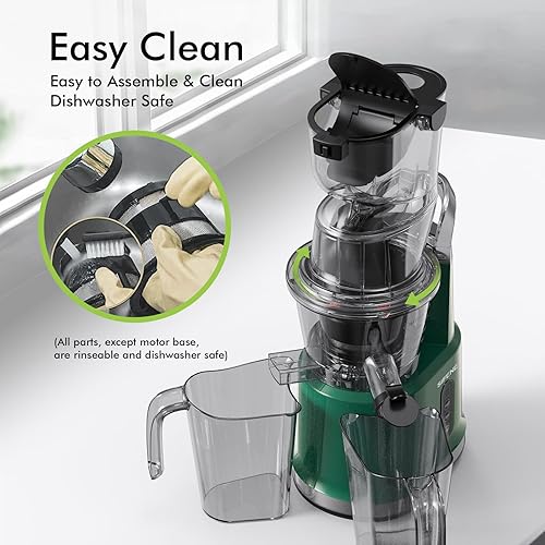 Miniatura 6 de SiFENE Exprimidor de prensado en frío, boca grande de 3.268 in con apertura entera y lenta de 3.268 in, extractor de jugo fácil de limpiar para jugo