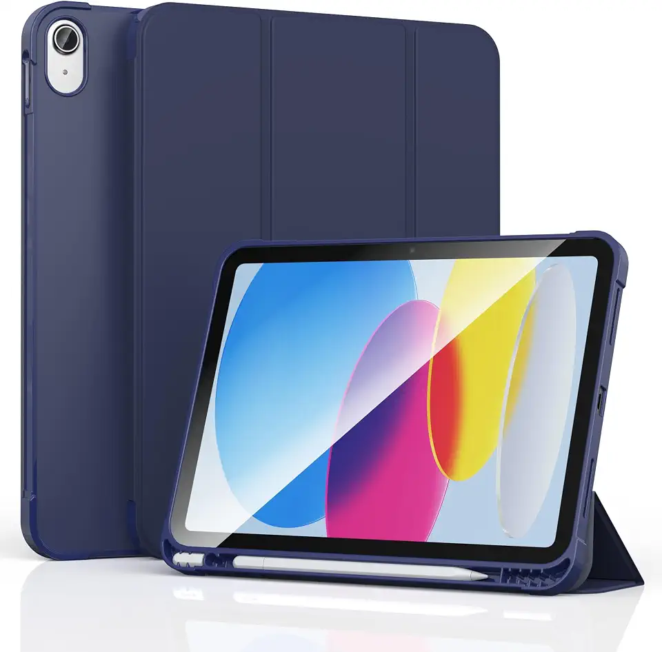 Pro Case for iPad (A16) 11th /10th Generation (2025/2022) with Pencil Holder, Slim Stand Hard Back Shell Protective Cover with Auto Wake/Sleep for iPad 11/10 (Dark Blue)