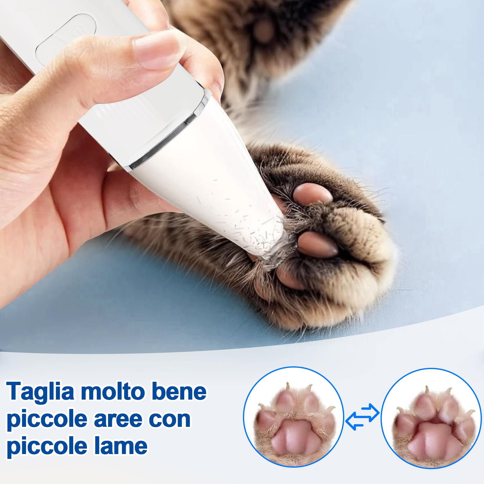 4 In 1 Tosatrice Per Cani Professionale, Rasoio Per Cani Con Luce LED E Lampada Viola UV, Silenzioso Tosatrice Per Gatti, Per Corpi, Zampe, Occhi, Orecchie, Viso (Bianco)