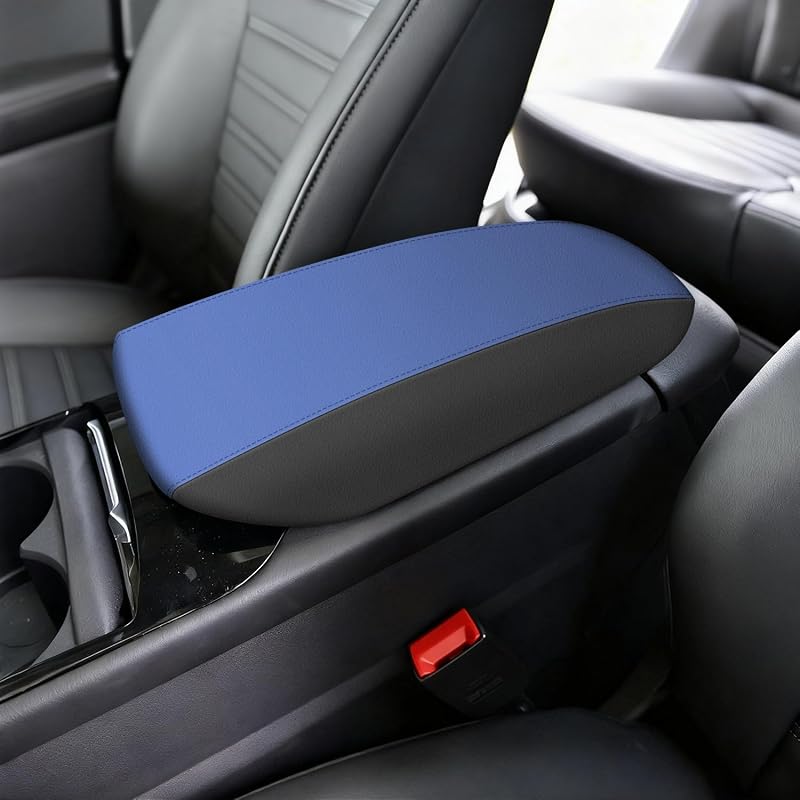 Capa para console central e apoio de braço AOMSAZTO preta e azul para Ford Fusion 2017–2020