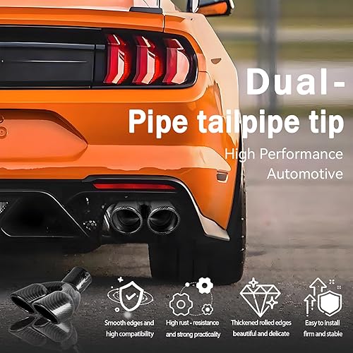 Miniatura 8 de Punta de escape doble de 2.5 pulgadas, entrada universal, tubo de escape de automóvil, tubo de cola de garganta, tubo en Y de acero inoxidable,