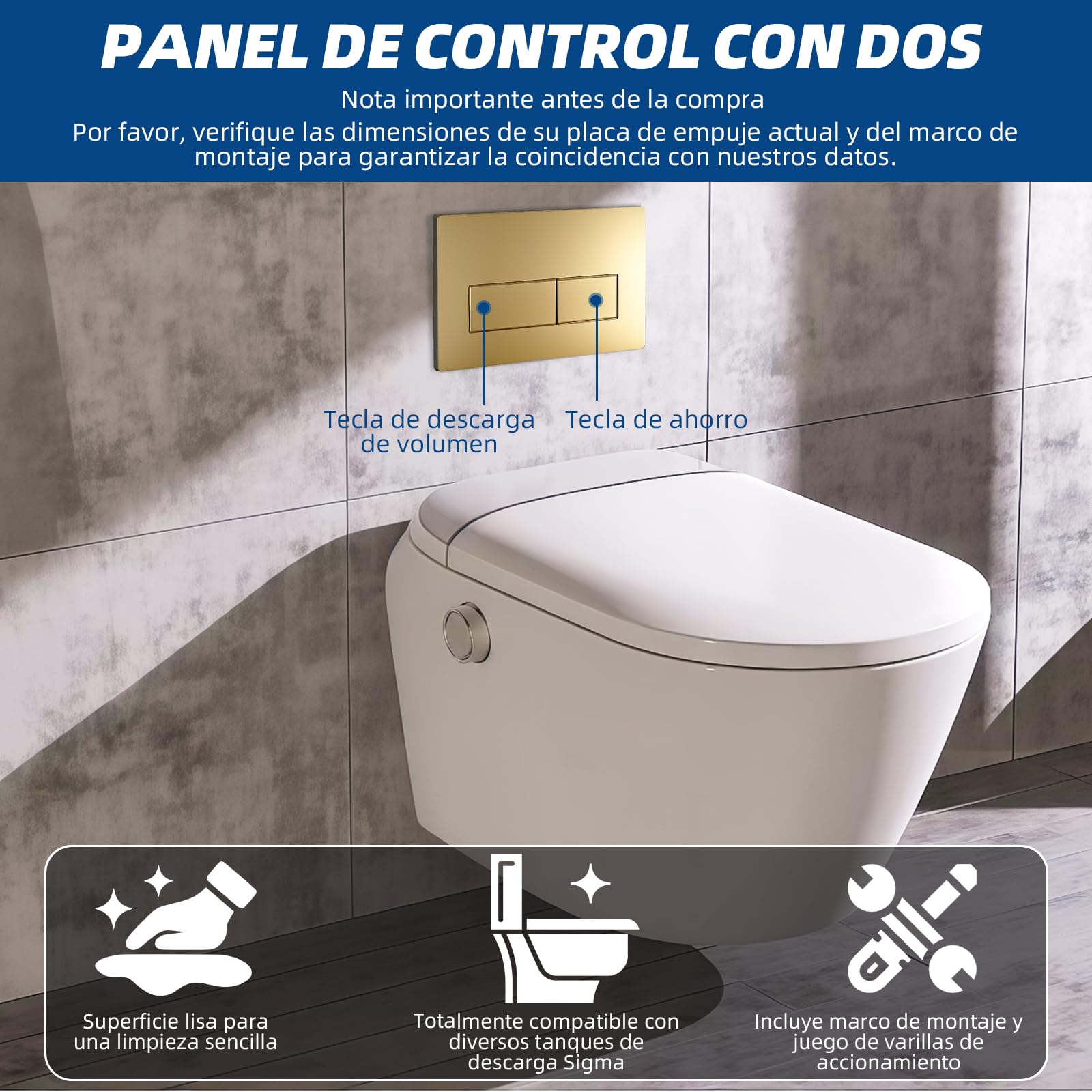 Repuestos para cisternas de inodoro compatibles con Geberit Sigma01 UP300 y 320 115770115 (dorado)
