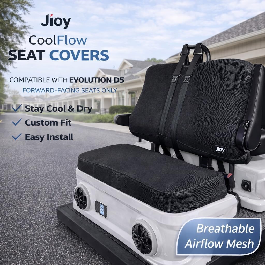 CoolFlow Seat Covers Compatible with Evolution D5 | Breathable Cooling Mesh, Stay Cool & Dry | Full Set Bench & Backrest, Black