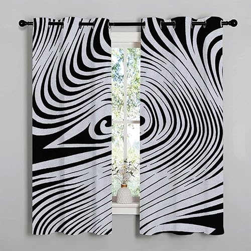 Miniatura 3 de YANFENQI Cortinas para Habitacion Blackout Black and White Grommet Short Sliding Door Curtains Blackout Cortinas para Separar Cuartos 55Inch Width