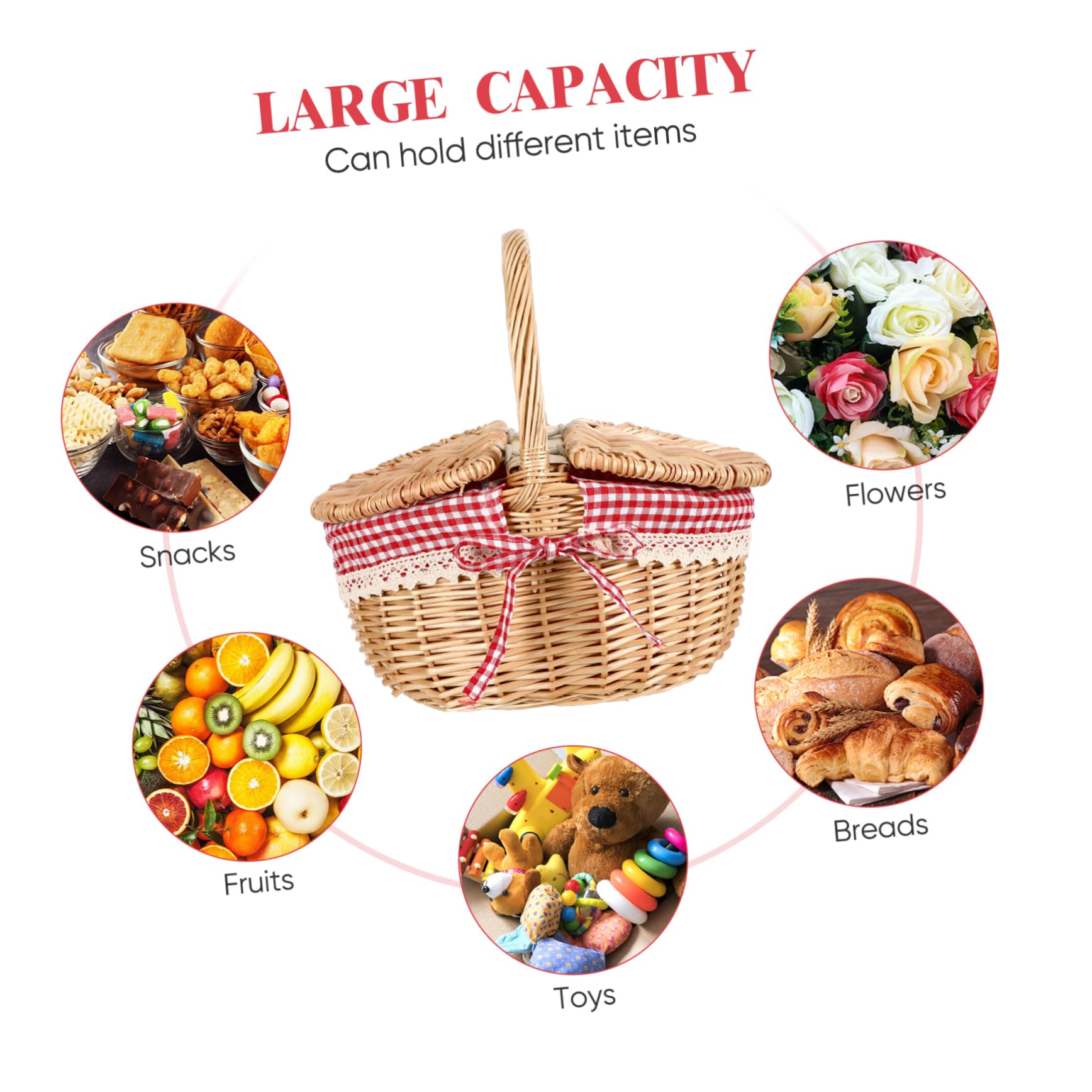 Garneck Picknickkorb Aus Rattan Kleiner Weidenkorb Rotkäppchen-picknickkorb Weidenkorb Mit Griff Osterkorb Deckel Aufbewahrungskörbe Aus Korbgeflecht Isolierter